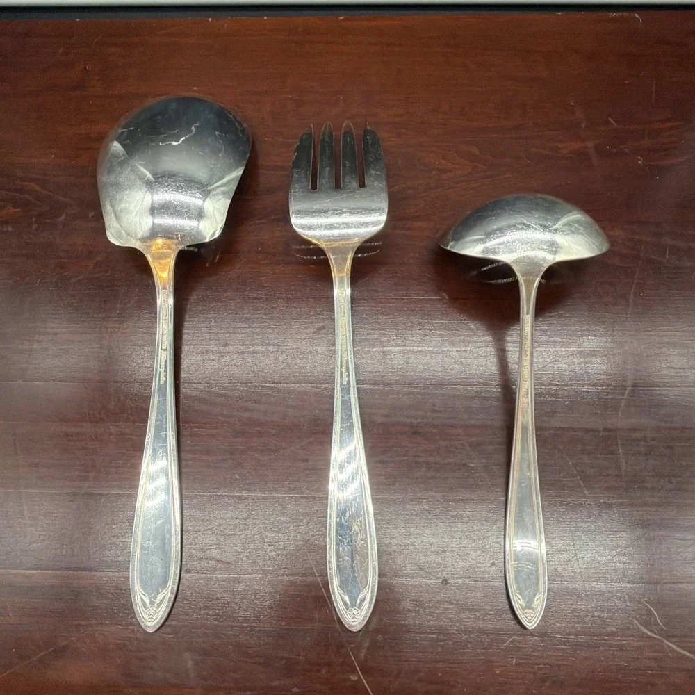 3 Piece Set National Silver Co. PRINCESS ROYAL Silverplate Silverware